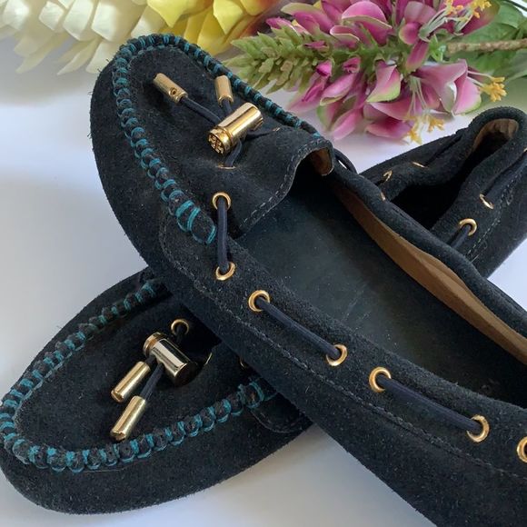 🌷❤️🌷Tory Burch driving moccasins navy blue suede 7,5US - Picture 4 of 9